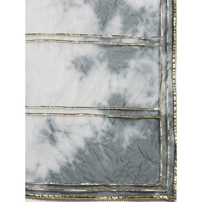 Geroo Jaipur Black & Grey Handcrafted Shibori Organza Saree