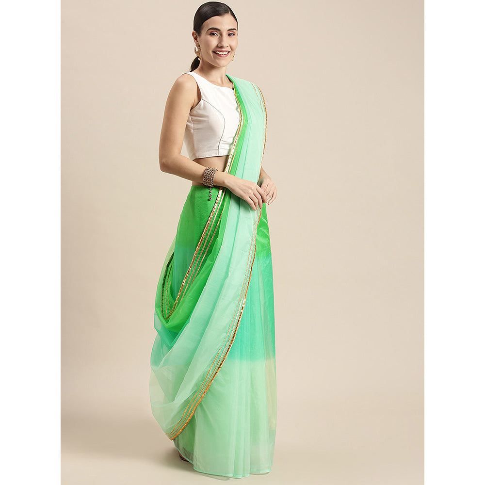 Geroo Jaipur Green Shaded Organza Saree