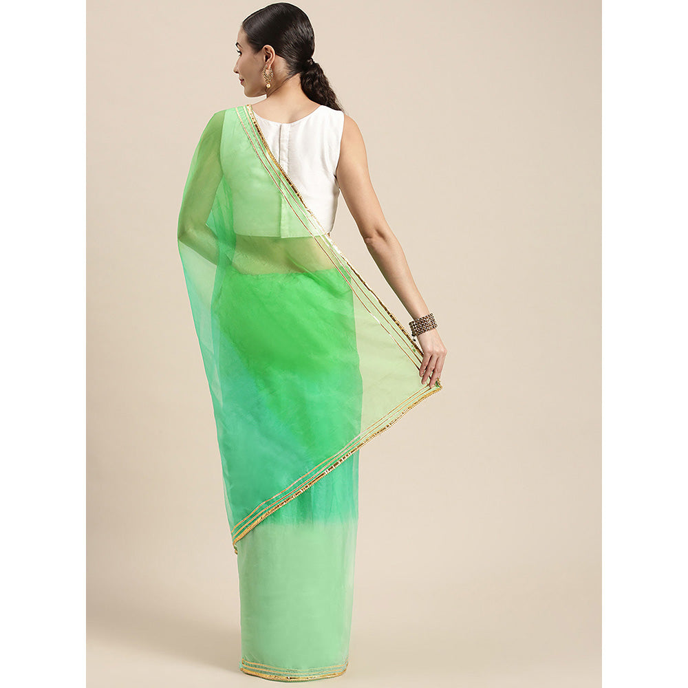 Geroo Jaipur Green Shaded Organza Saree