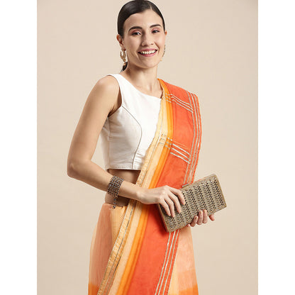 Geroo Jaipur Orange Dyed shaded Organza Saree