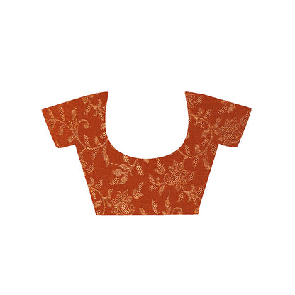 Geroo Jaipur Orange And Yellow Pre-Stitched Chiffon Saree with Unstitched Blouse