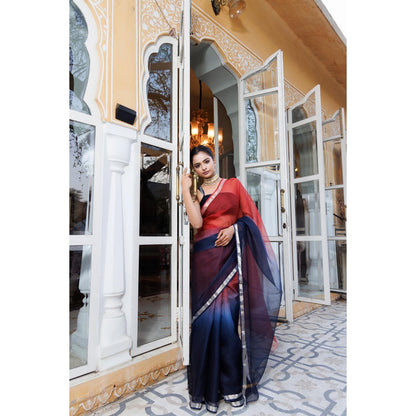 Geroo Jaipur Maroon Pure Kota Silk Hand Dyed Saree with Unstitched Blouse