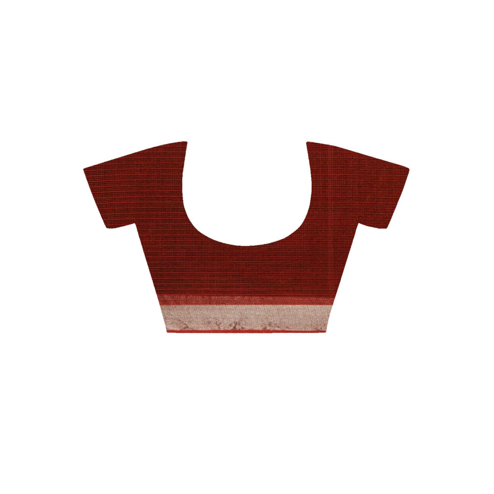 Geroo Jaipur Red Pure Kota Silk Hand Dyed Saree with Unstitched Blouse