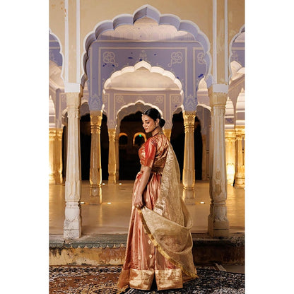 Geroo Jaipur Serene Red Tissue Lehenga