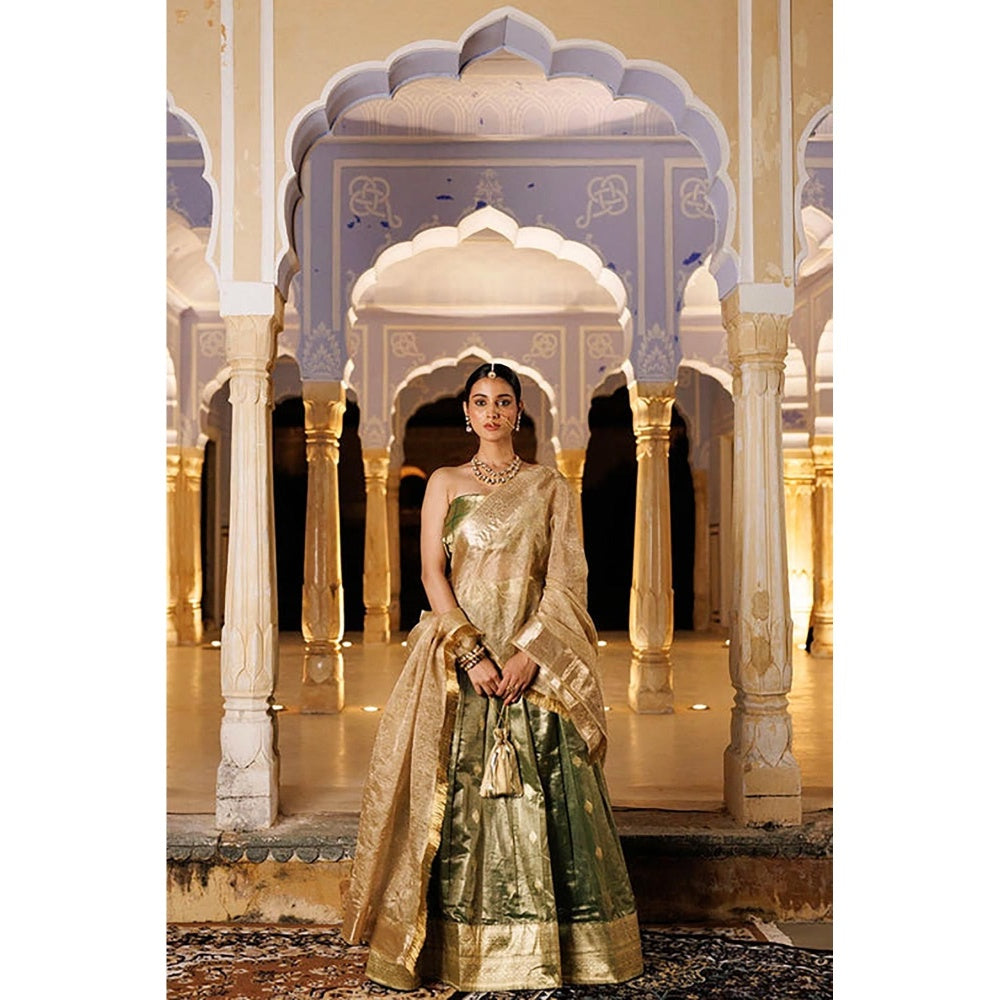 Geroo Jaipur Serene Green Tissue Lehenga