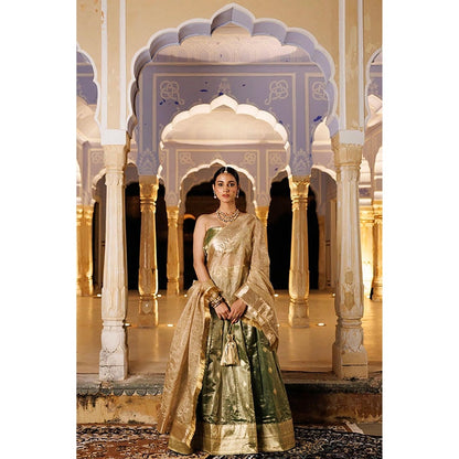 Geroo Jaipur Serene Green Tissue Lehenga