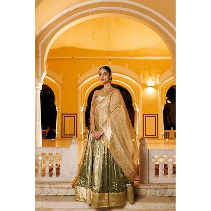 Geroo Jaipur Serene Green Tissue Lehenga