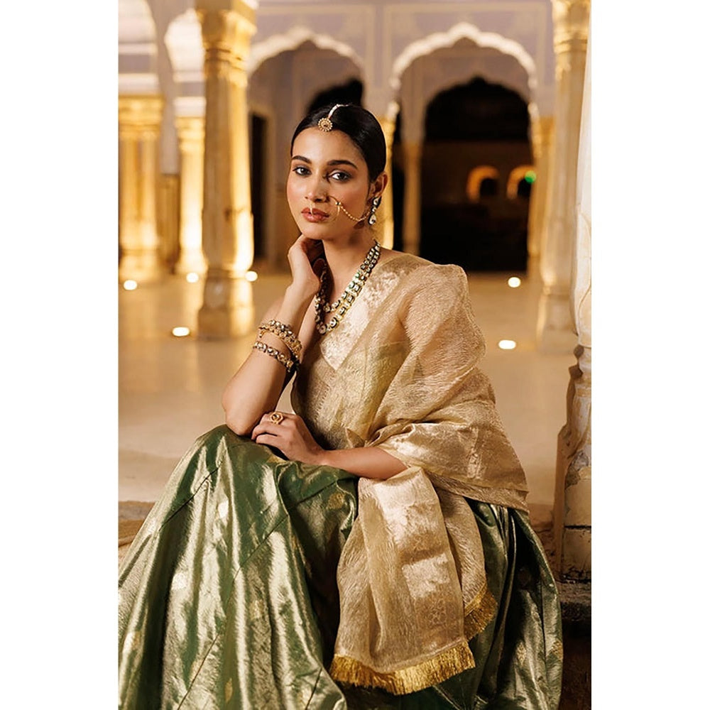 Geroo Jaipur Serene Green Tissue Lehenga