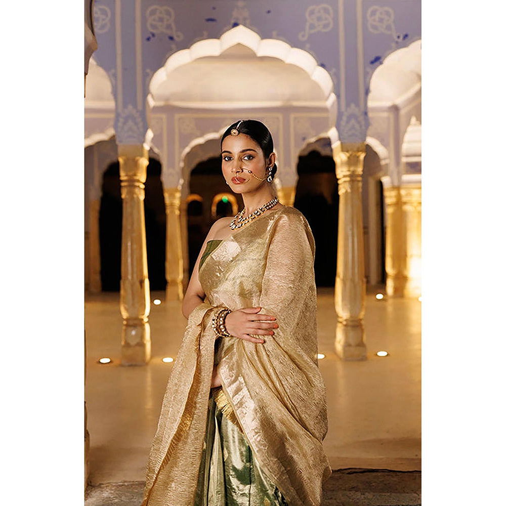 Geroo Jaipur Serene Green Tissue Lehenga