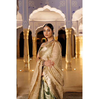Geroo Jaipur Serene Green Tissue Lehenga