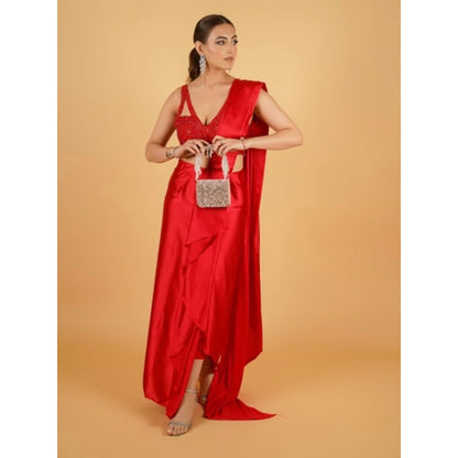 Glamique by Gungun Red Saree with Stitched Blouse