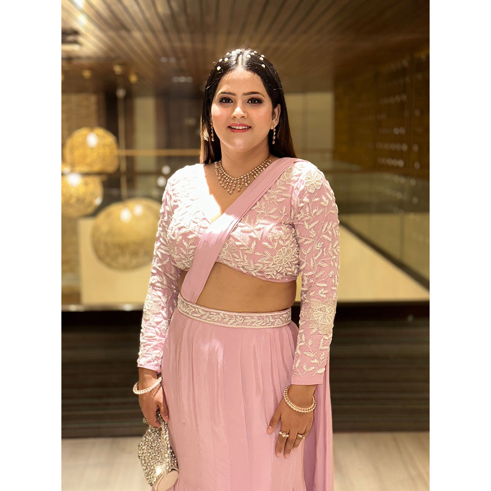 Glamique by Gungun Blush Pink Saree with Stitched Blouse