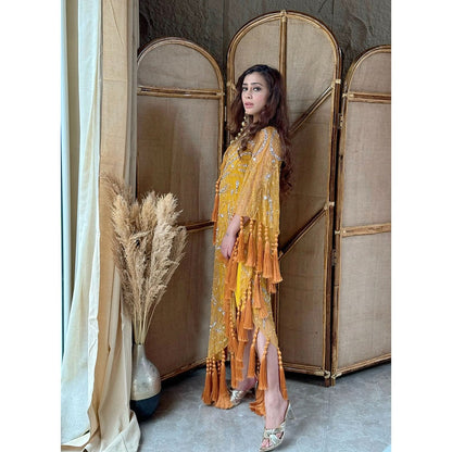 Glamique by Gungun Mustard Kaftan Dress with Inner (Set of 2)