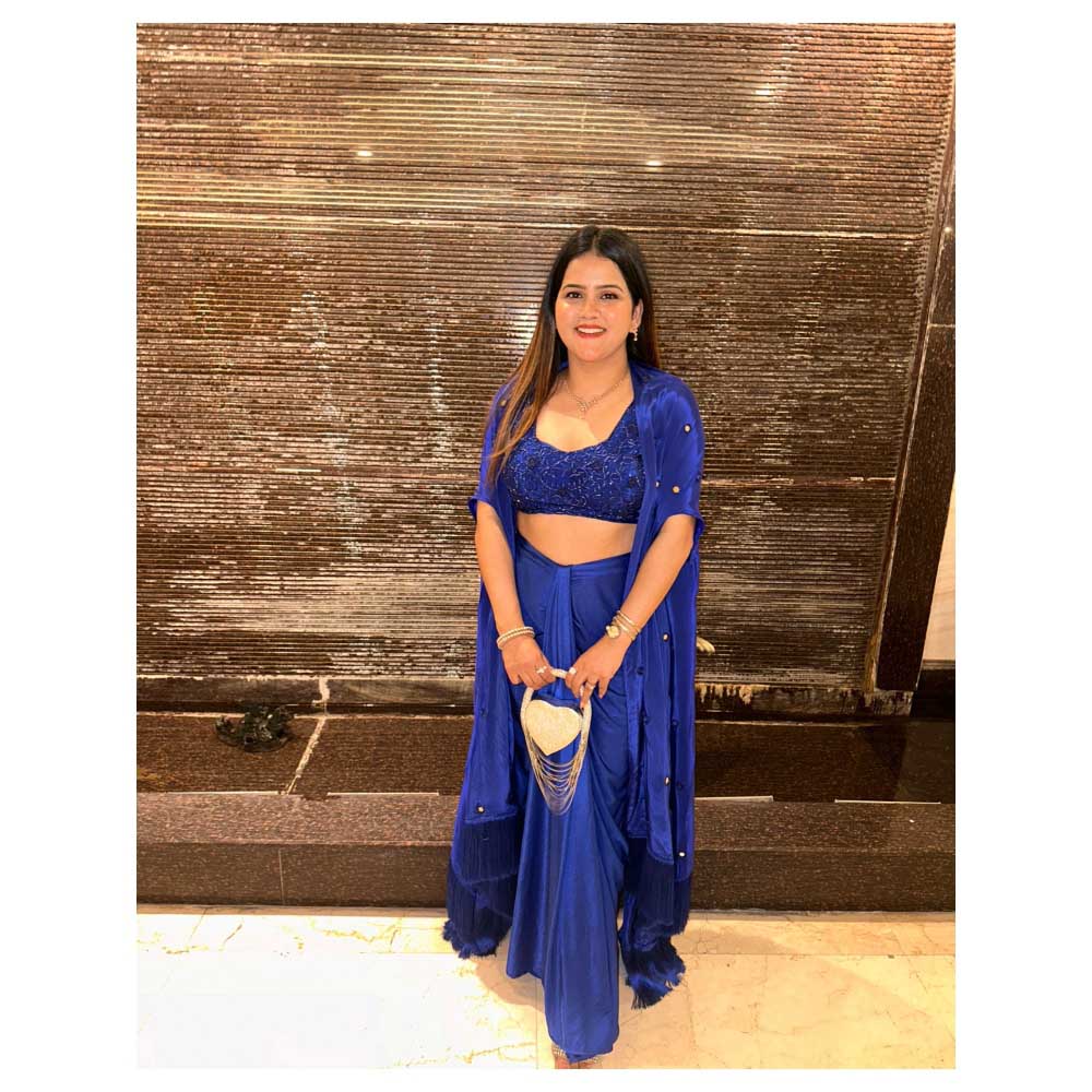 Glamique by Gungun Blue Cape with Skirt and Blouse (Set of 3)