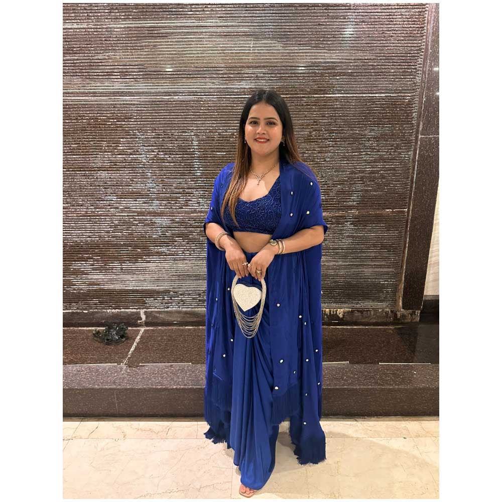 Glamique by Gungun Blue Cape with Skirt and Blouse (Set of 3)