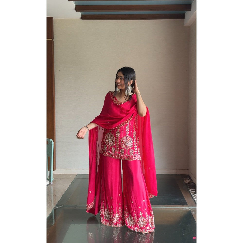 Glamique by Gungun Pink Palazzo with Kurti and Dupatta