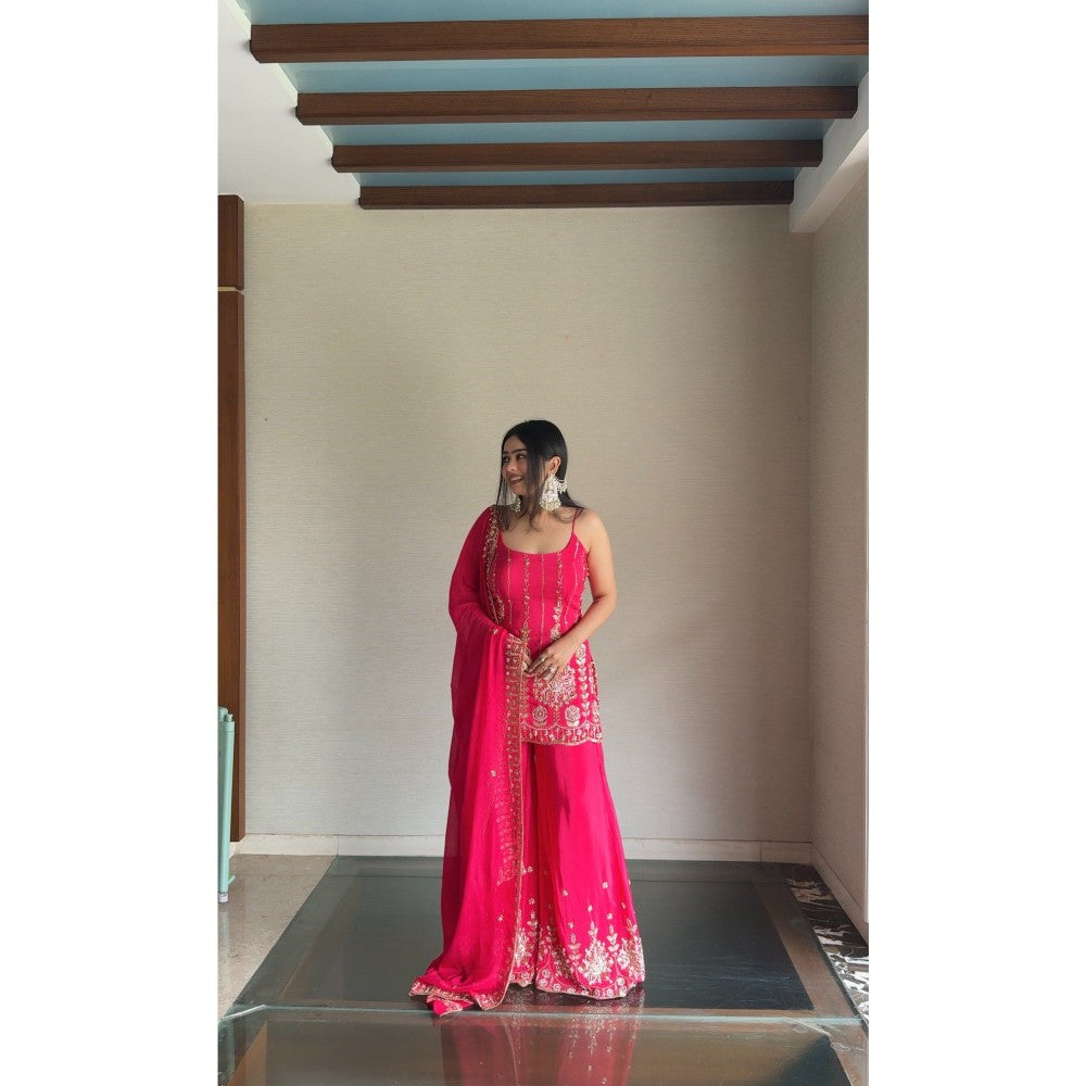 Glamique by Gungun Pink Palazzo with Kurti and Dupatta