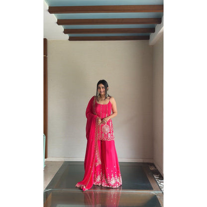 Glamique by Gungun Pink Palazzo with Kurti and Dupatta