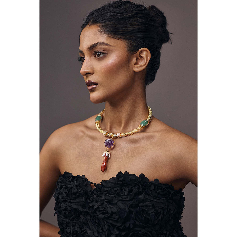 Goddess Of Glocal Purple Ahimsa Rarh Necklace