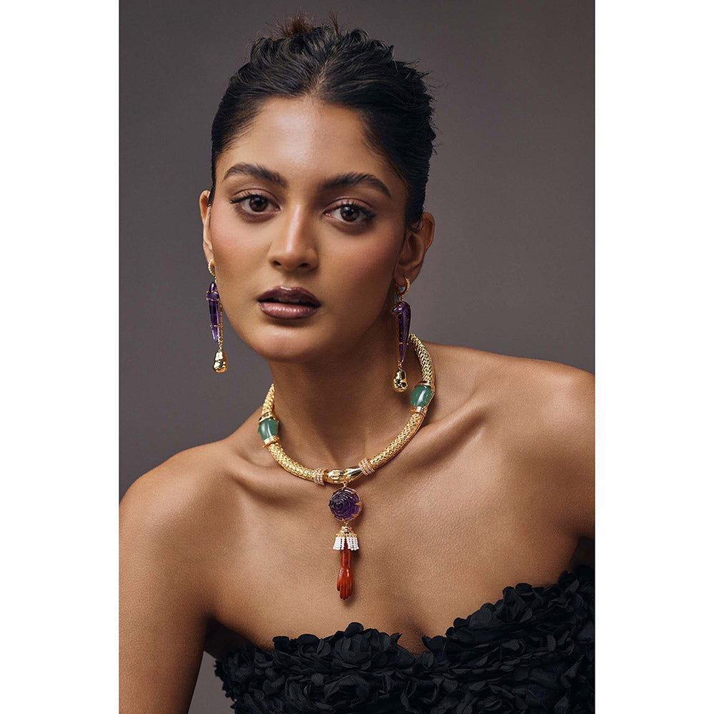 Goddess Of Glocal Purple Ahimsa Rarh Necklace