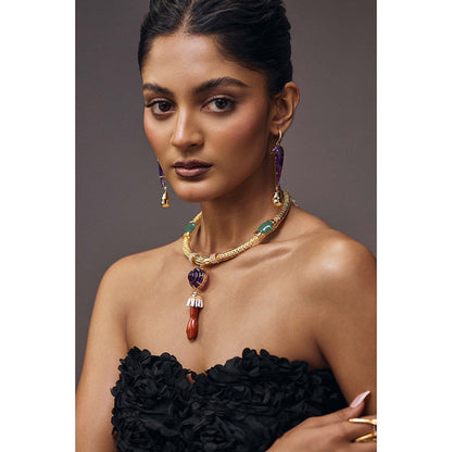 Goddess Of Glocal Purple Ahimsa Rarh Necklace