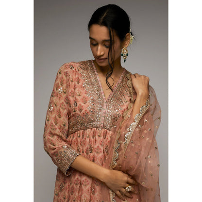 Gopi Vaid Blush Pink Nusrat Peplum Sharara (Set of 3)