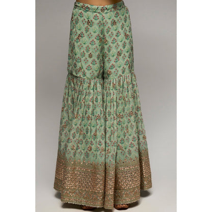 Gopi Vaid Turquoise Nusrat Sharara (Set of 3)