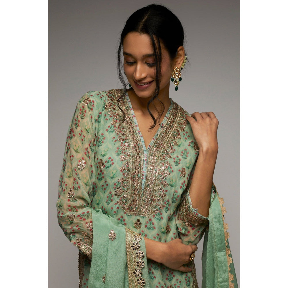 Gopi Vaid Turquoise Nusrat Sharara (Set of 3)