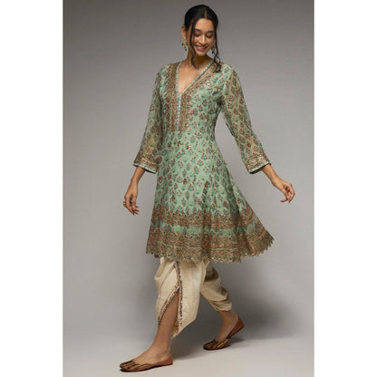 Gopi Vaid Turquoise Nusrat Dhoti (Set of 2)