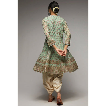 Gopi Vaid Turquoise Nusrat Dhoti (Set of 2)