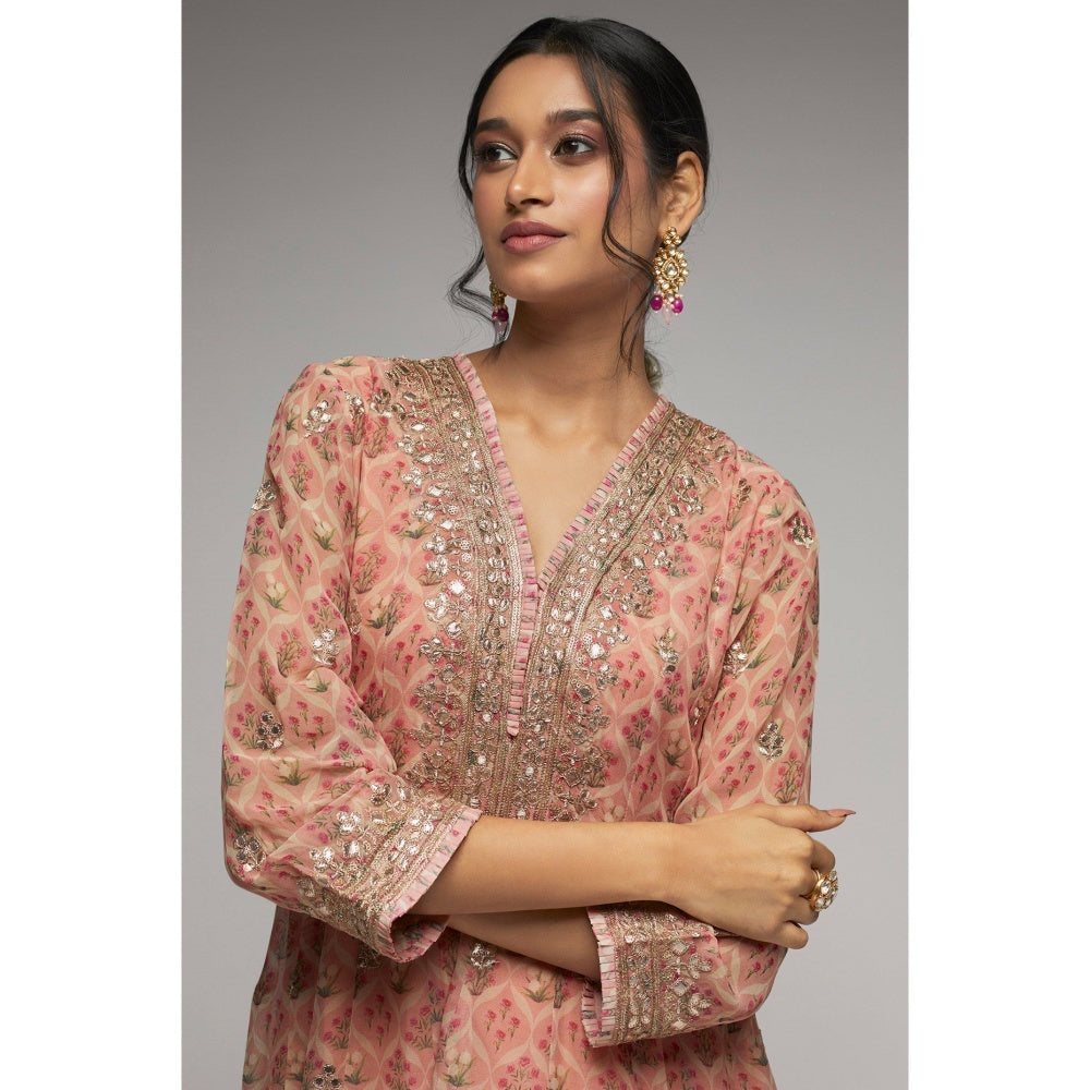 Gopi Vaid Blush Pink Nusrat Dhoti (Set of 2)