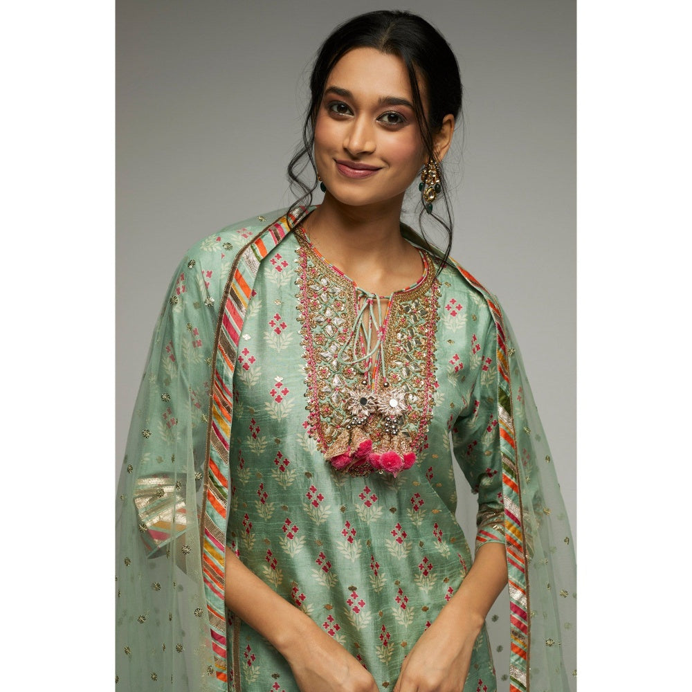 Gopi Vaid Blue Tilla Short Garara (Set of 3)