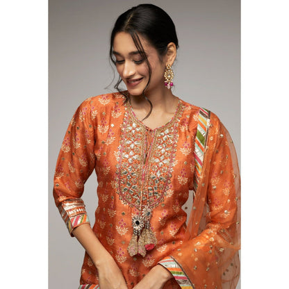 Gopi Vaid Orange Tilla Short Garara (Set of 3)