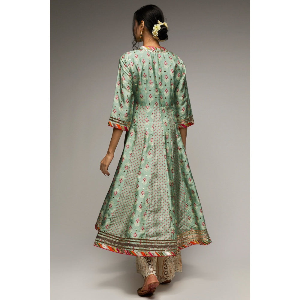 Gopi Vaid Green Tilla Fo Palazzo (Set of 2)