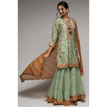 Gopi Vaid Green Rashida Short Sharara (Set of 3)