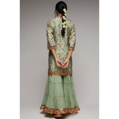 Gopi Vaid Green Rashida Short Sharara (Set of 3)