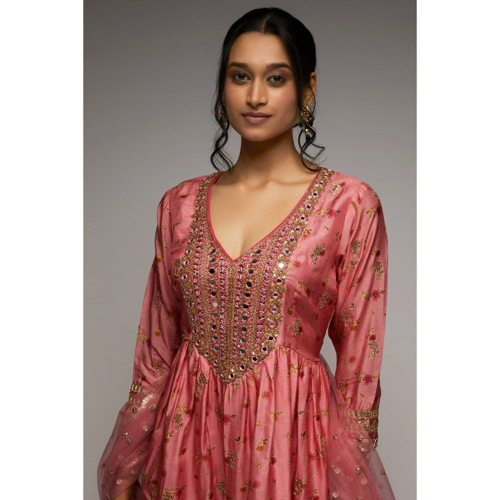 Gopi Vaid Pink Rashida Short Sharara (Set of 3)