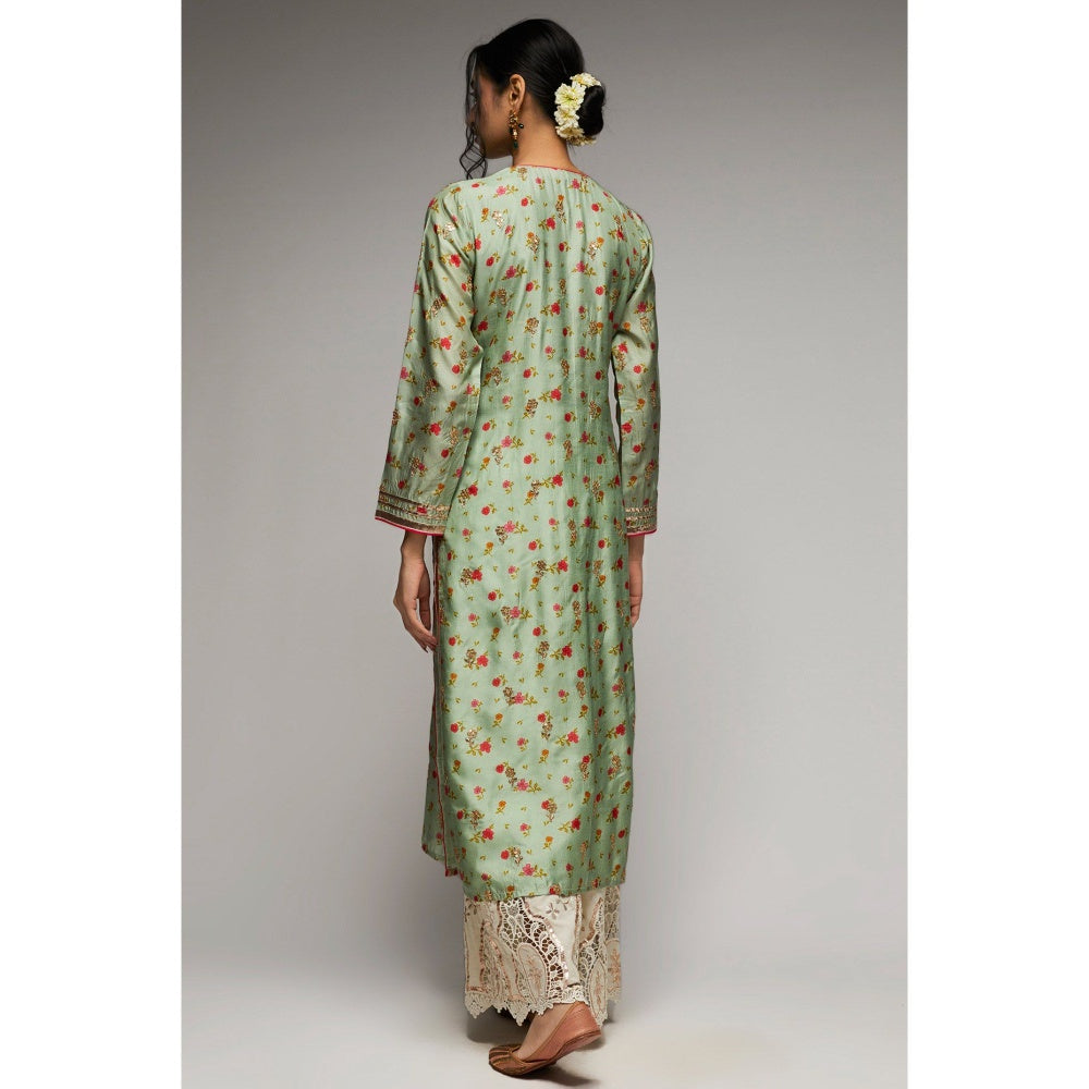 Gopi Vaid Rashida Green Tunic Palazzo (Set of 3)