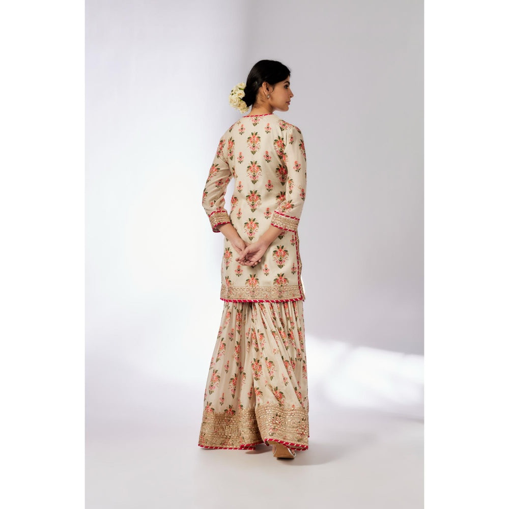 Gopi Vaid Ivory Sadhna Sharara with Kurta and Dupatta (Set of 3)