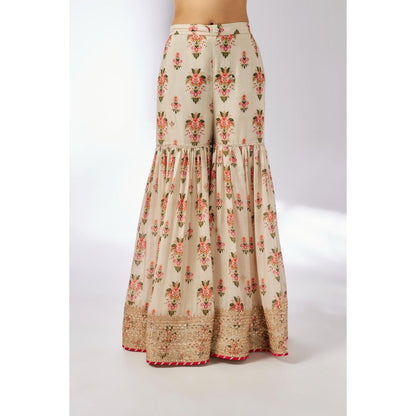 Gopi Vaid Ivory Sadhna Sharara with Kurta and Dupatta (Set of 3)