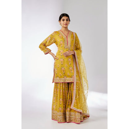 Gopi Vaid Mustard Sadhna Sharara with Kurta and Dupatta (Set of 3)