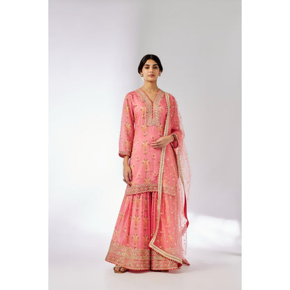 Gopi Vaid Pink Sadhna Sharara with Kurta and Dupatta (Set of 3)