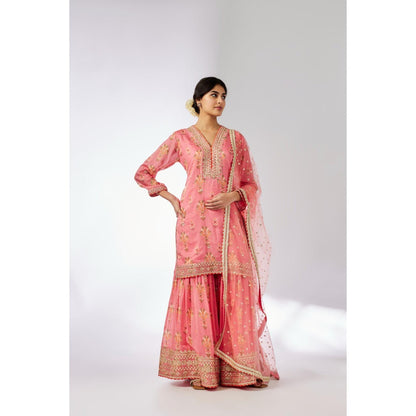 Gopi Vaid Pink Sadhna Sharara with Kurta and Dupatta (Set of 3)