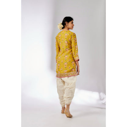 Gopi Vaid Mustard Moulika Dhoti with Kurta and Dupatta (Set of 3)