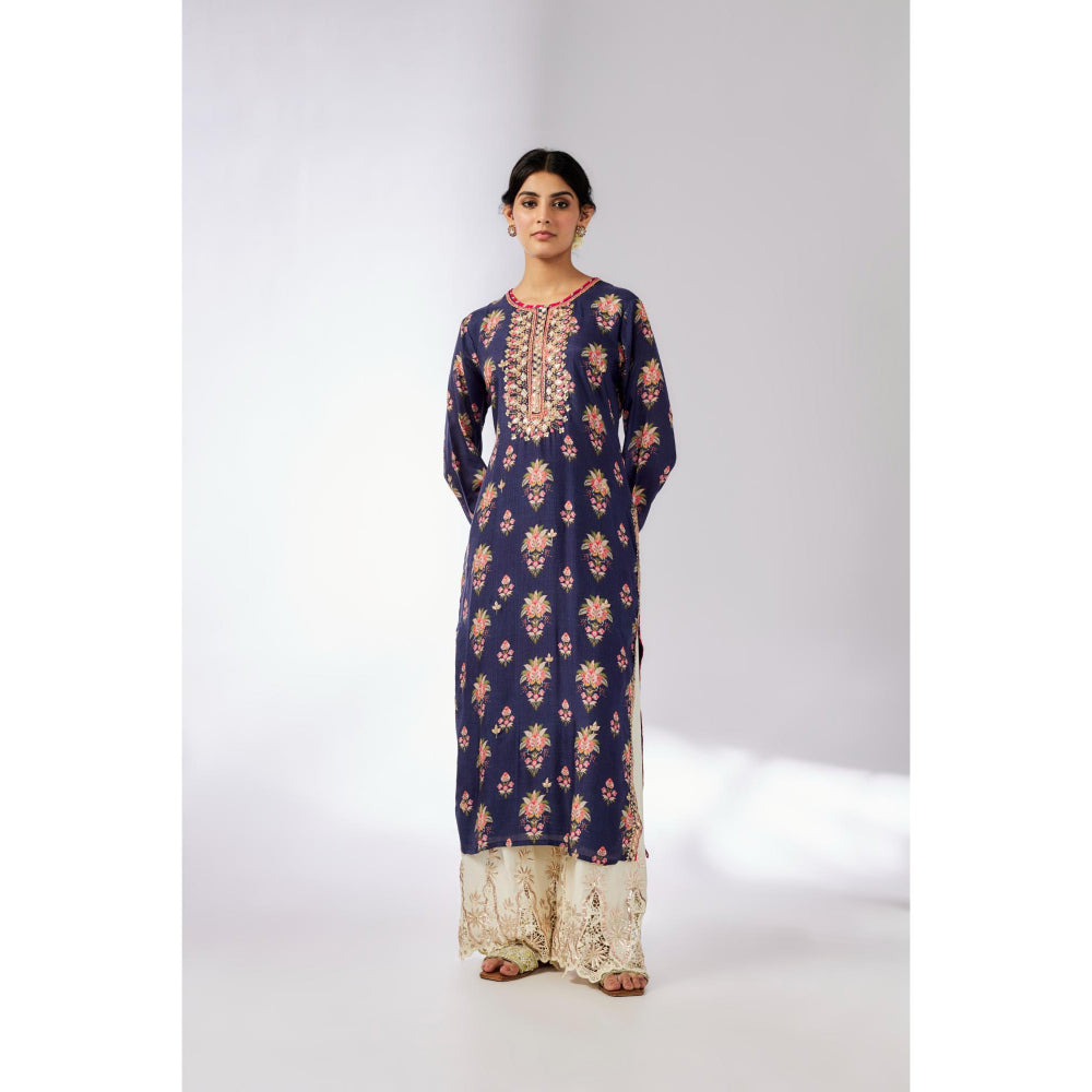 Gopi Vaid Navy Blue Dhara Kurta