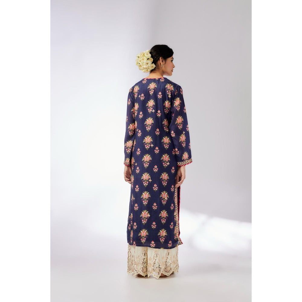 Gopi Vaid Navy Blue Dhara Kurta