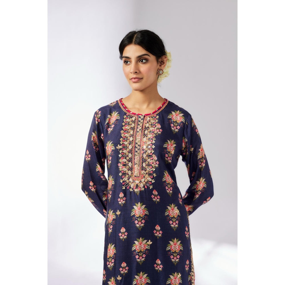 Gopi Vaid Navy Blue Dhara Kurta