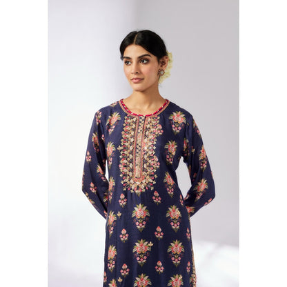 Gopi Vaid Navy Blue Dhara Kurta