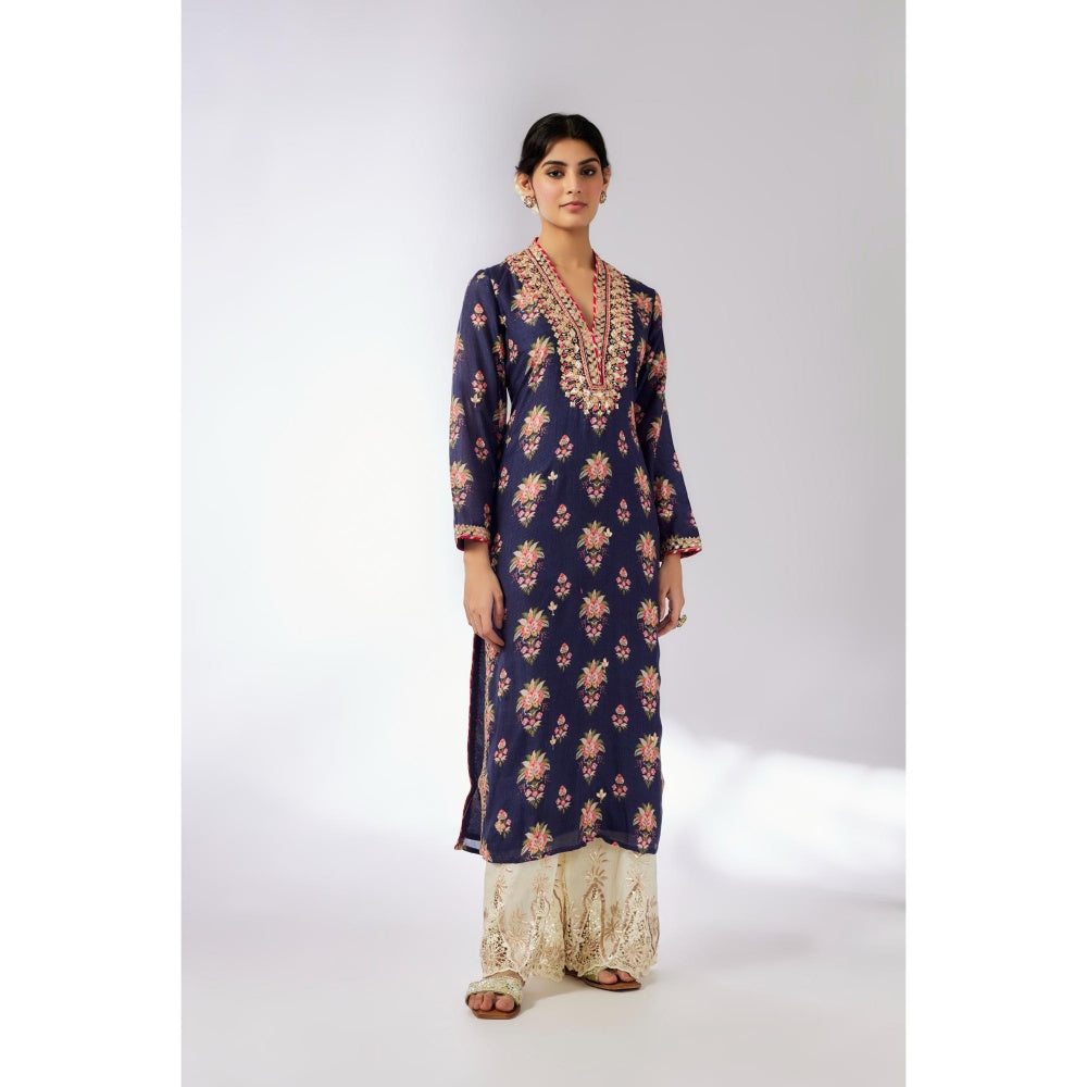 Gopi Vaid Navy Blue Gargi Kurta