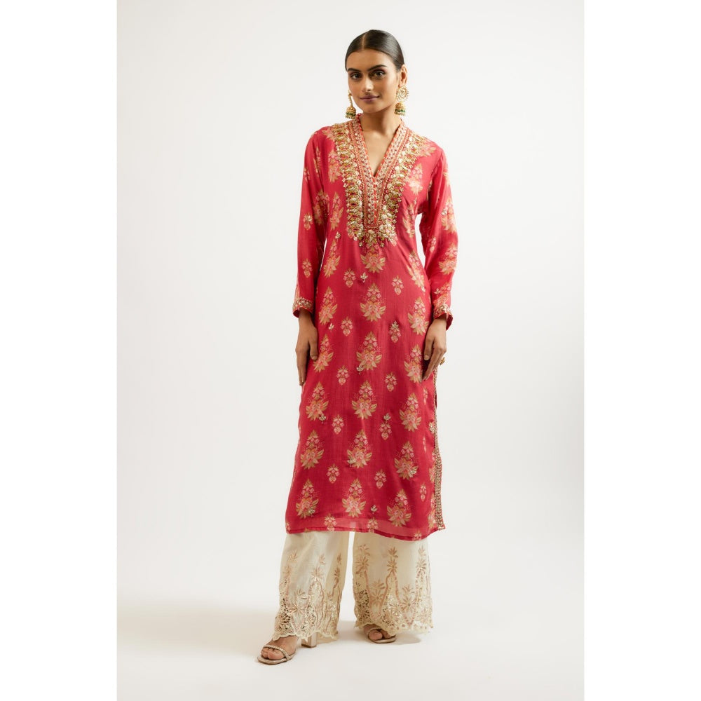 Gopi Vaid Red Gargi Kurta
